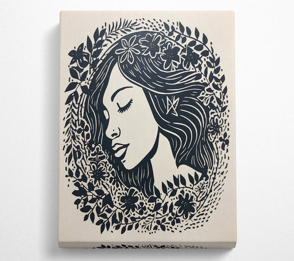  A Canvas Print of Lino Print Woman Canvas Wall Art