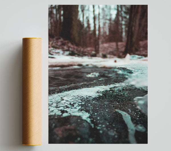 Teal Ice Flow Giclee Print