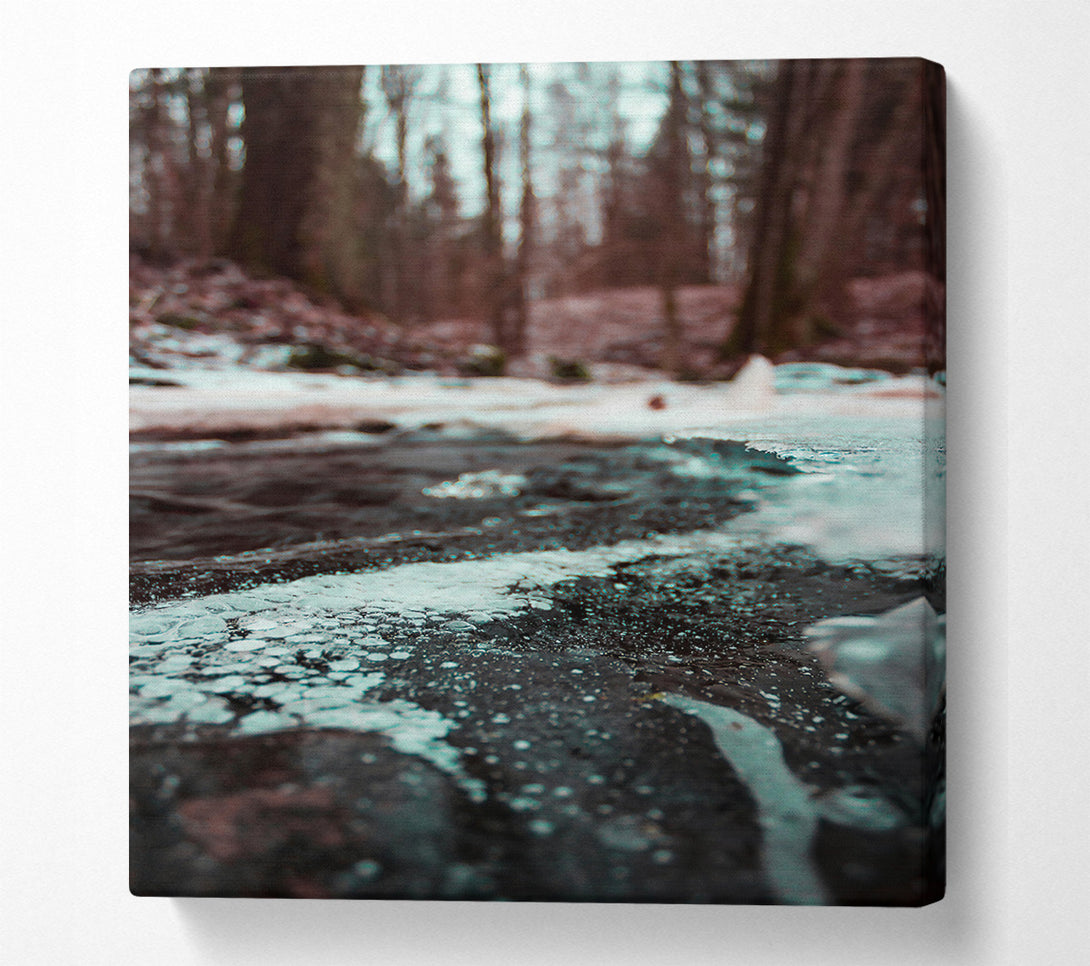  A Canvas Print of Teal Ice Flow Canvas Print