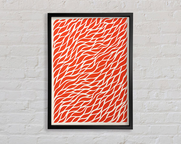 Lino Red Waves Framed Print