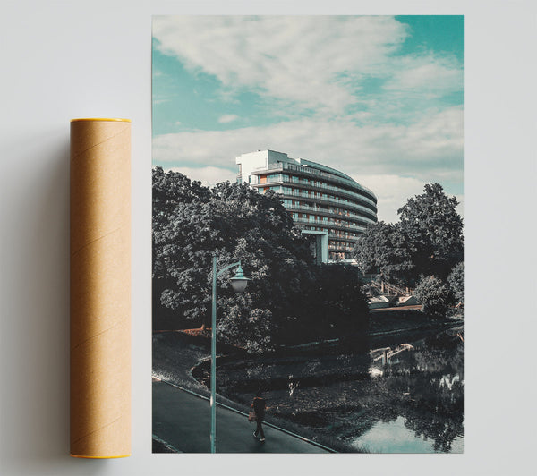 Teal Reflections By The Pond Print