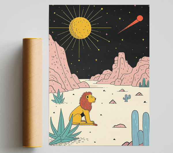 Lion In Space Print
