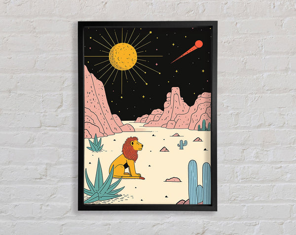 Lion In Space Framed Print
