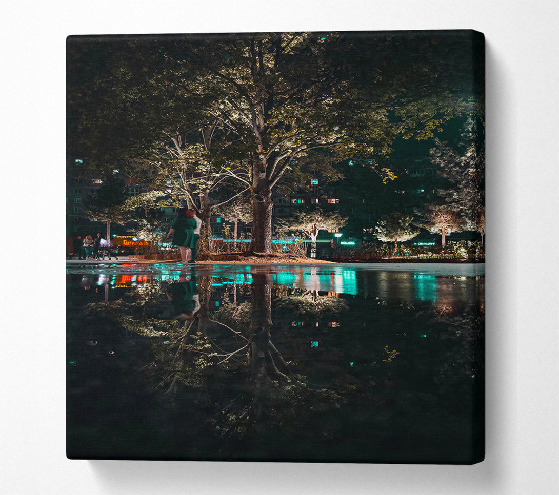  A Canvas Print of Teal Night Reflection Canvas Print