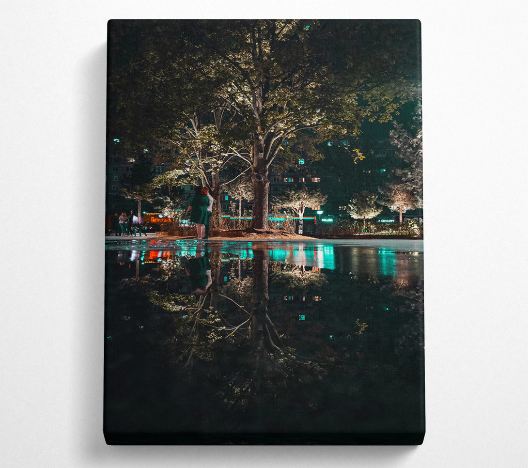  A Canvas Print of Teal Night Reflection Canvas Print