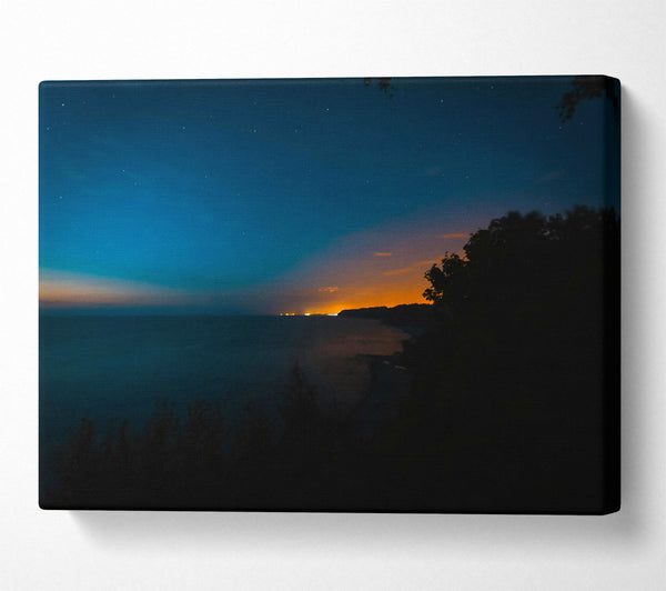  A Canvas Print of Blue Coastline Sunset Canvas Art