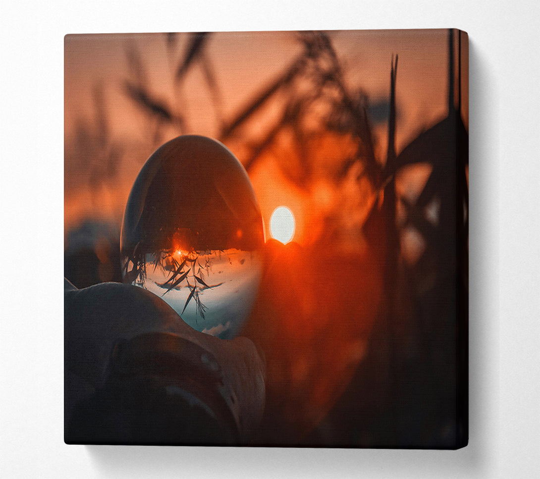  A Canvas Print of Orange Sunset Sphere Canvas Wall Art