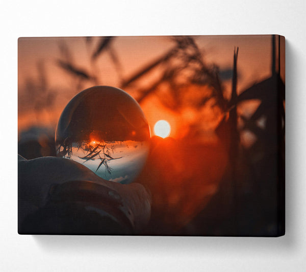  A Canvas Print of Orange Sunset Sphere Canvas Wall Art