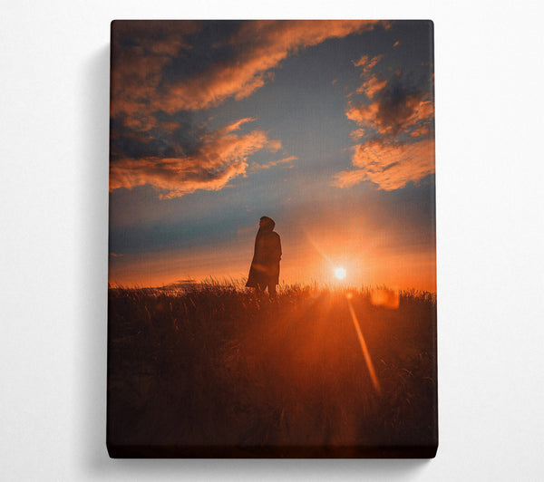  A Canvas Print of Orange Sunset Silhouette Canvas Art