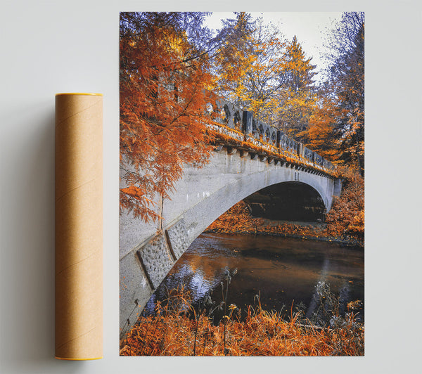 Orange Bridge Over Creek Print