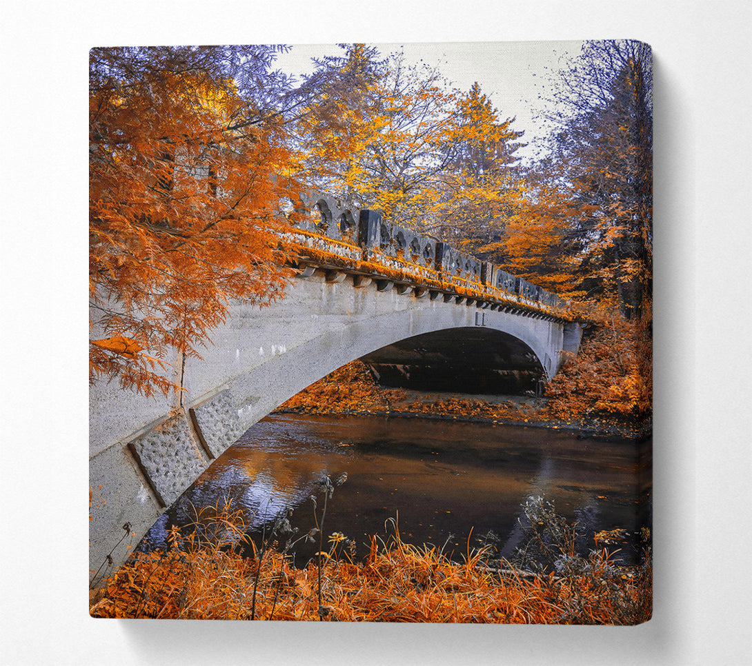  A Canvas Print of Orange Bridge Over Creek Canvas Print