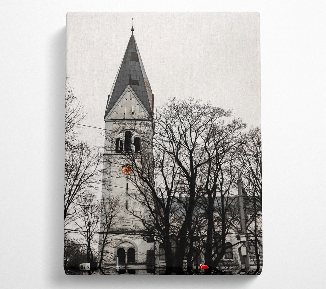  A Canvas Print of White Church In Shadow Canvas Art