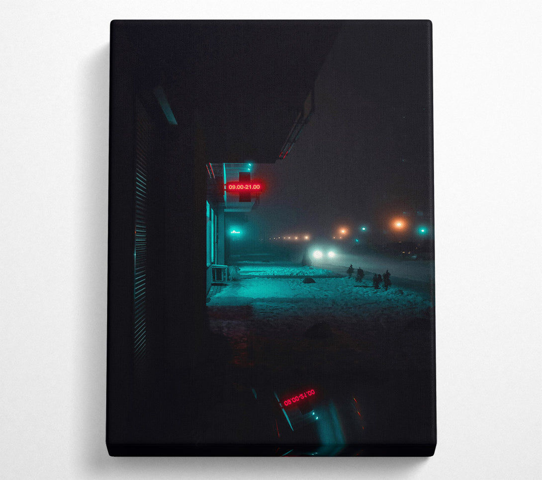  A Canvas Print of Red Neon Cityscape Canvas Art