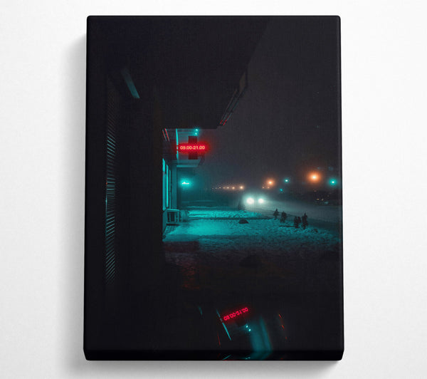  A Canvas Print of Red Neon Cityscape Canvas Art