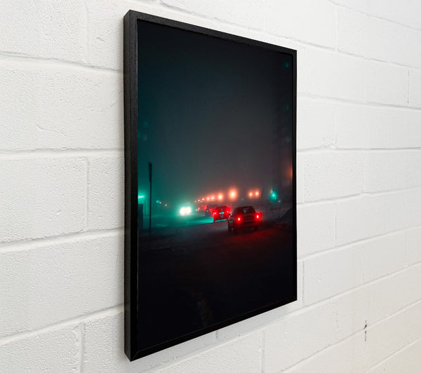 Teal Foggy Night Drive