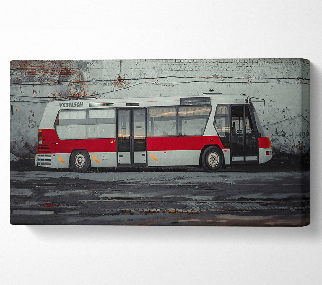  A Canvas Print of Red Bus On Tracks Canvas Wall Art