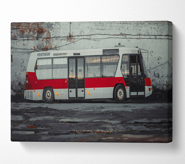  A Canvas Print of Red Bus On Tracks Canvas Wall Art