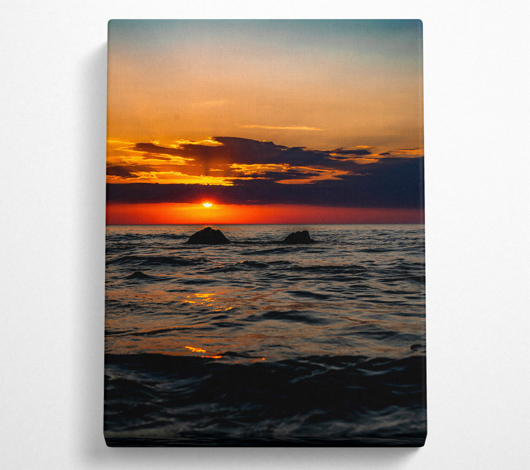  A Canvas Print of Orange Sunset Waves Canvas Art