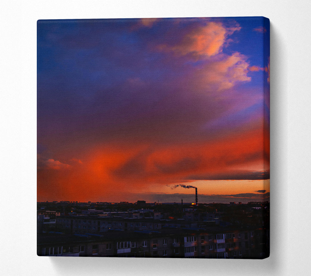  A Canvas Print of Crimson Skyline Smoke Canvas Art