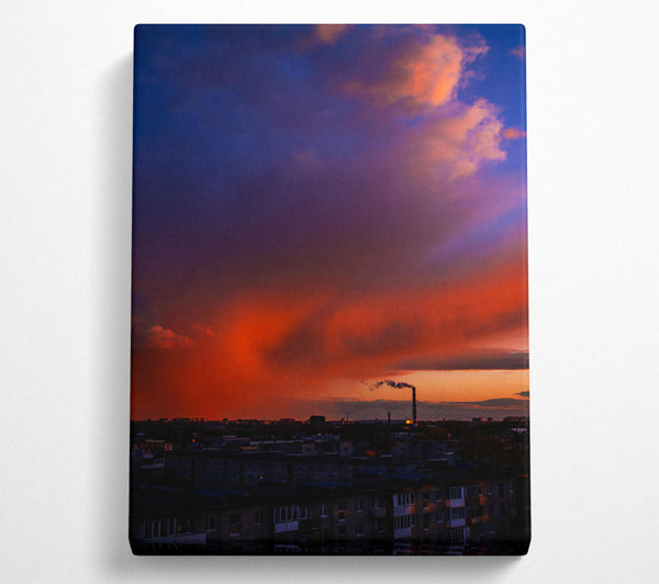  A Canvas Print of Crimson Skyline Smoke Canvas Art