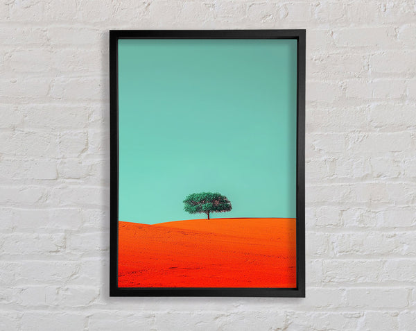Lonely Tree On The Orange Lands Framed Print