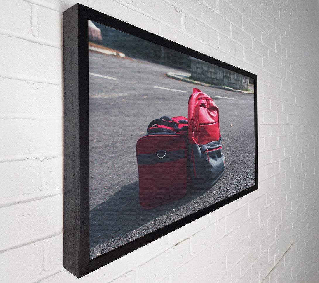  A Canvas Print of Red Bags On Asphalt Canvas Wall Art