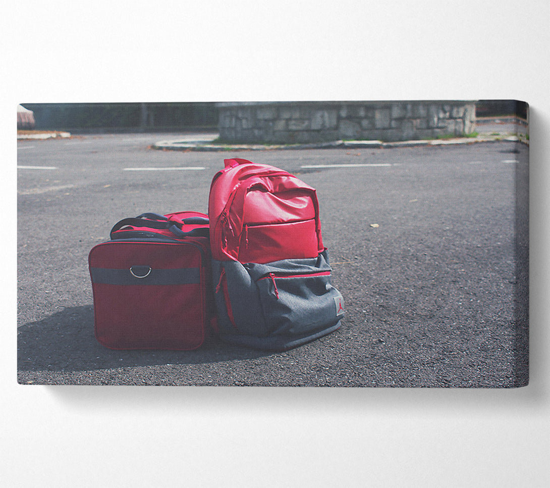  A Canvas Print of Red Bags On Asphalt Canvas Wall Art