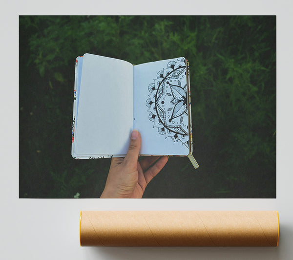 White Pages, Black Mandala. Giclee Print