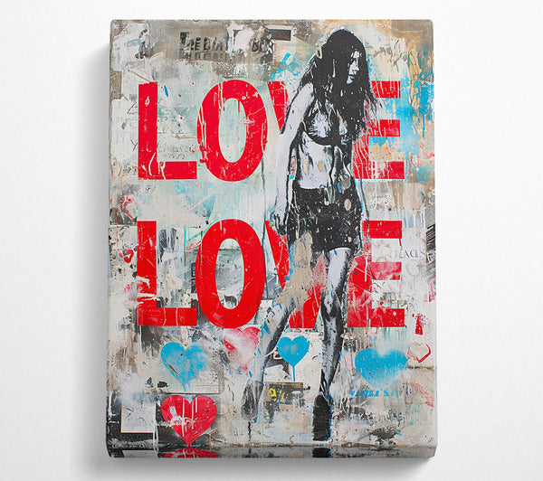  A Canvas Print of Love Punk Grafitti Canvas Wall Art
