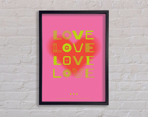 Love Retro Pink Framed Print