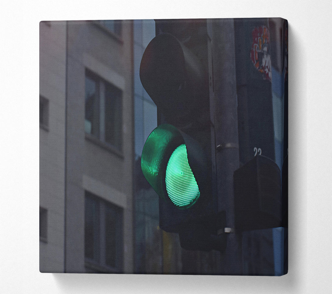  A Canvas Print of Green Light Cityscape Canvas Print