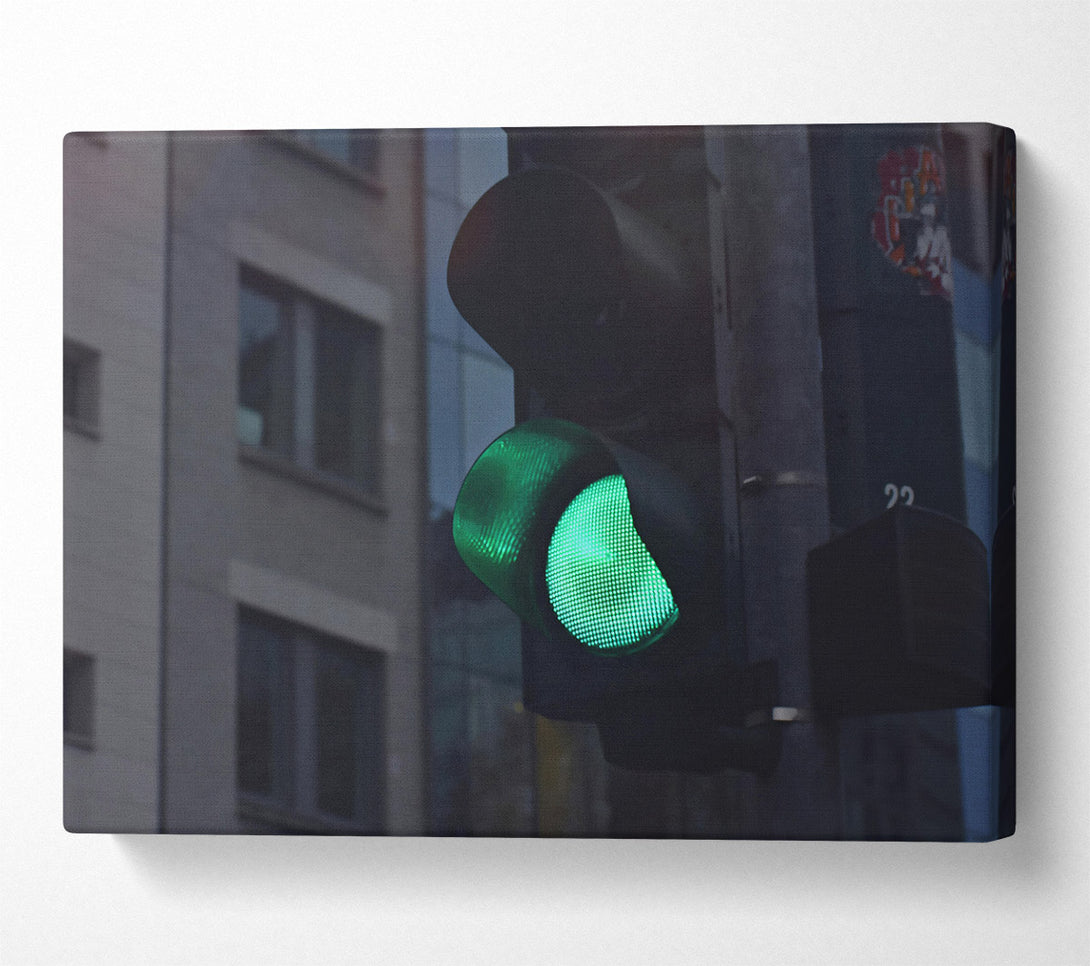  A Canvas Print of Green Light Cityscape Canvas Print