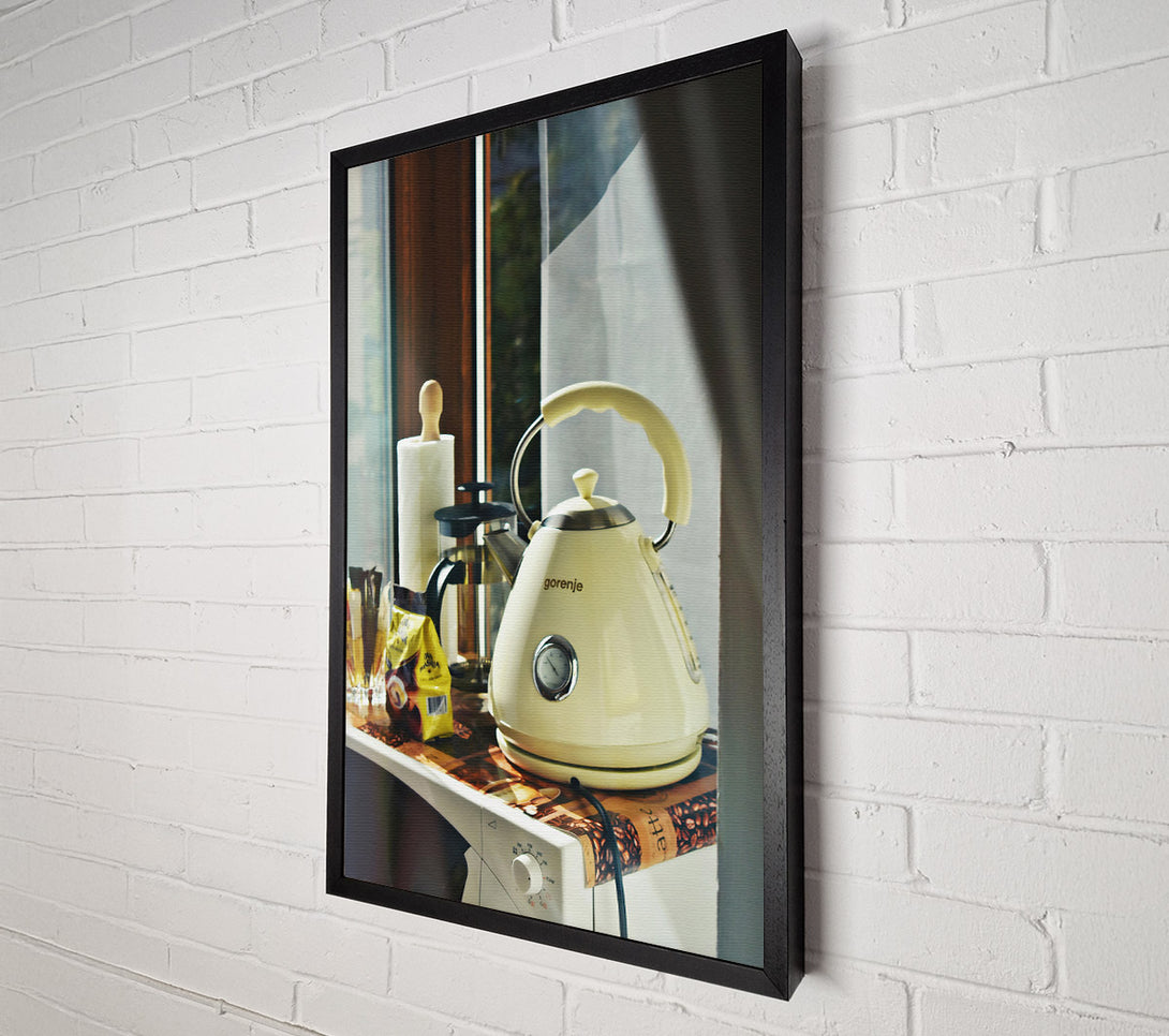  A Canvas Print of Cream Kettle Coffee Break Canvas Wall Art