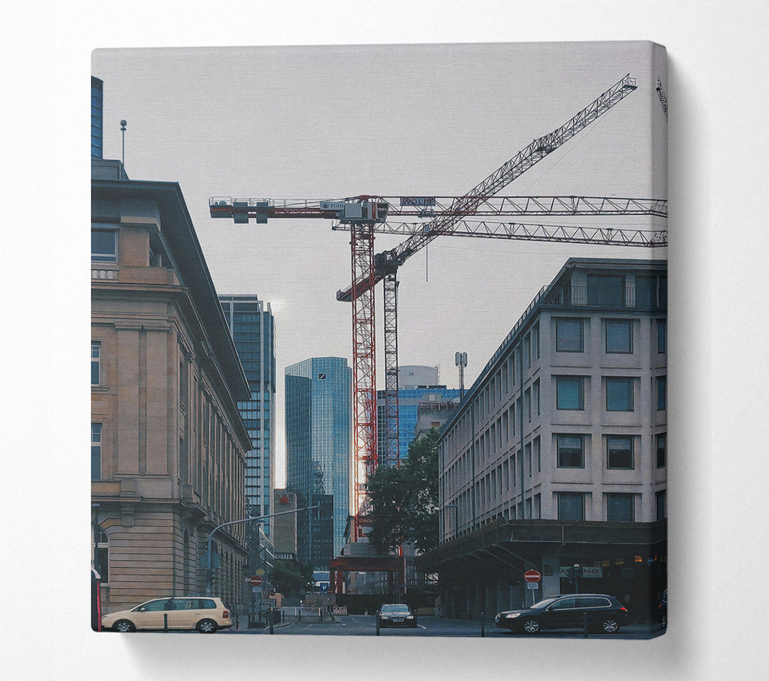  A Canvas Print of Red Crane Cityscape Canvas Wall Art