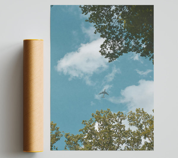Blue Sky Plane Flight Giclee Print