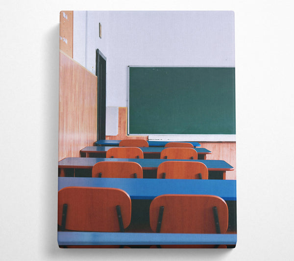  A Canvas Print of Blue Empty Classroom Canvas Wall Art