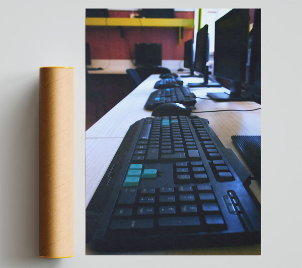 Black Keyboard Glow Giclee Print