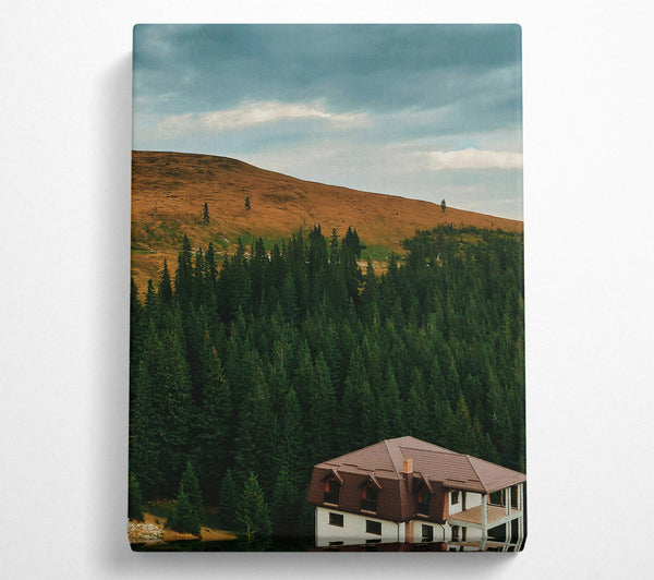  A Canvas Print of Brown House In The Pines. Canvas Wall Art