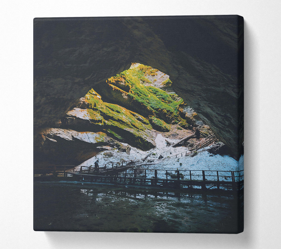  A Canvas Print of Green Cave Reflection Canvas Art