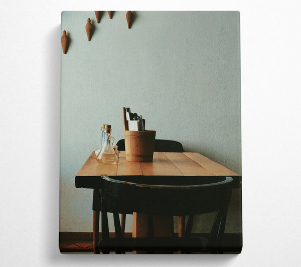  A Canvas Print of Wooden Table And Chair Canvas Art
