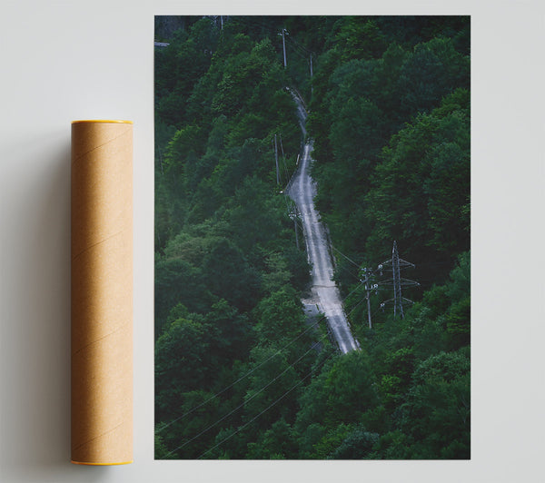 Emerald Road Through Trees Poster
