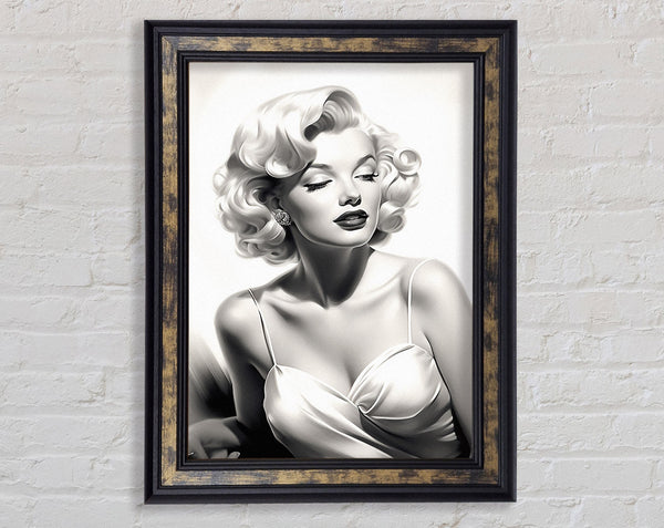 Marilyn Monroe Pencil Sketch Framed Print