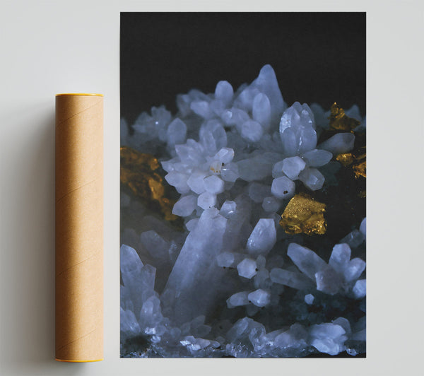 White Crystal Cluster Glow Print