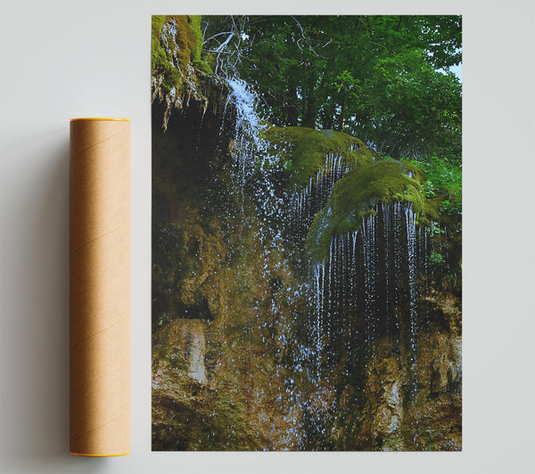 Emerald Waterfall Dripping Print