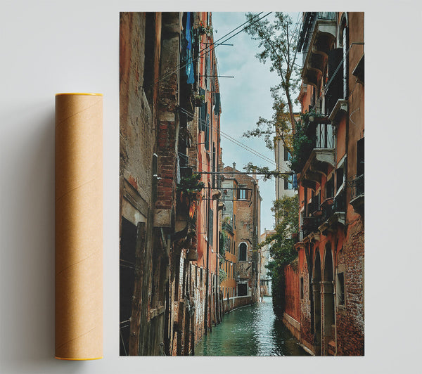 Ochre Canal Walls Giclee Print
