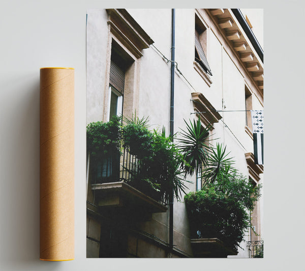 White Balcony Greenery Giclee Print