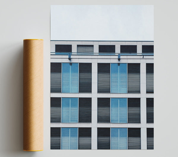 Blue Blinds On White Walls Poster