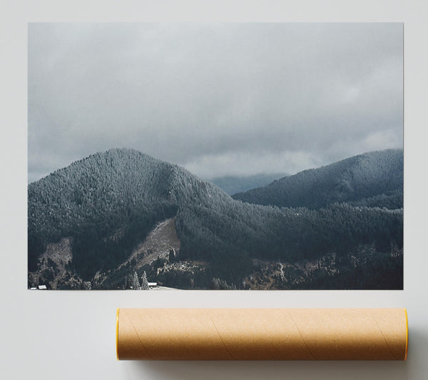 Gray Mountains Under Clouds Giclee Print