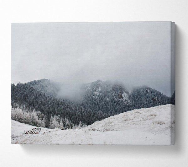  A Canvas Print of White Foggy Mountains Canvas Wall Art