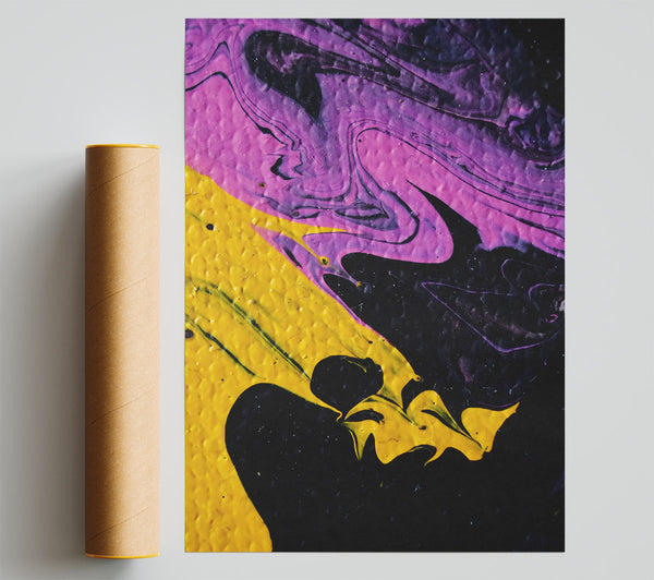 Purple Swirls And Yellow Print